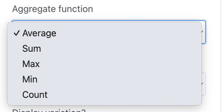 Aggregation functions in Gladys charts