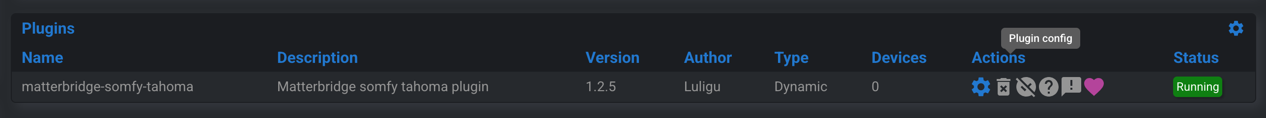 Somfy TaHoma config plugin