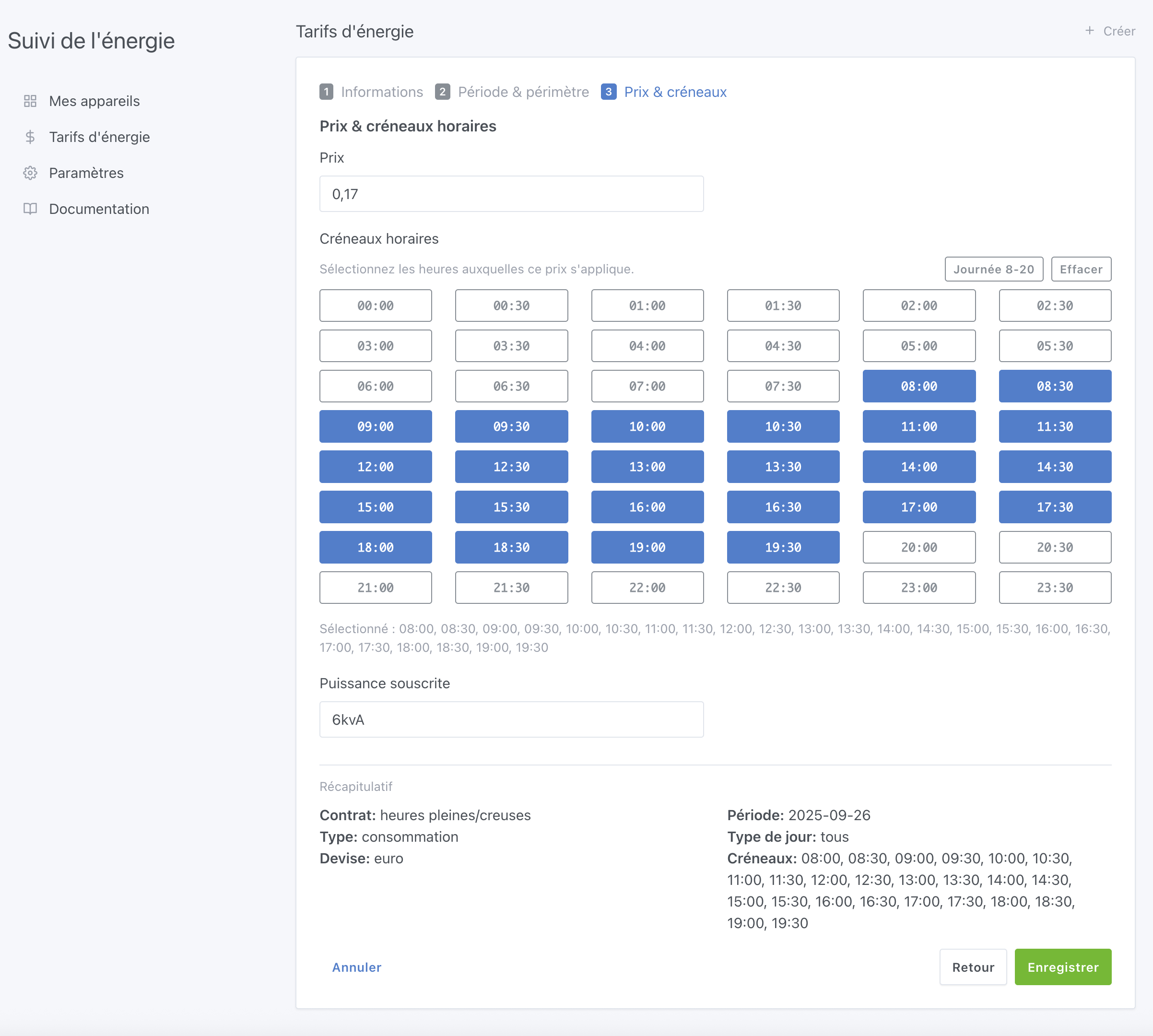Configuration des tarifs 3