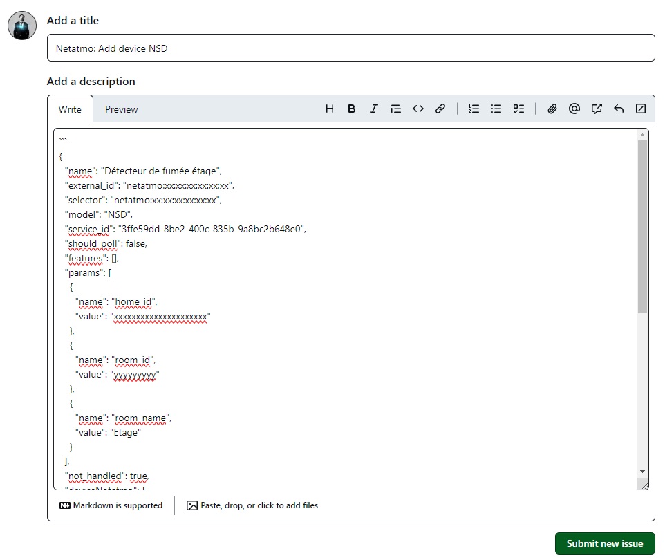 Integration Netatmo - Découverte - Issue Github